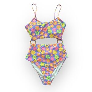 NWOT Pink Lily purple floral bikini bathing suit